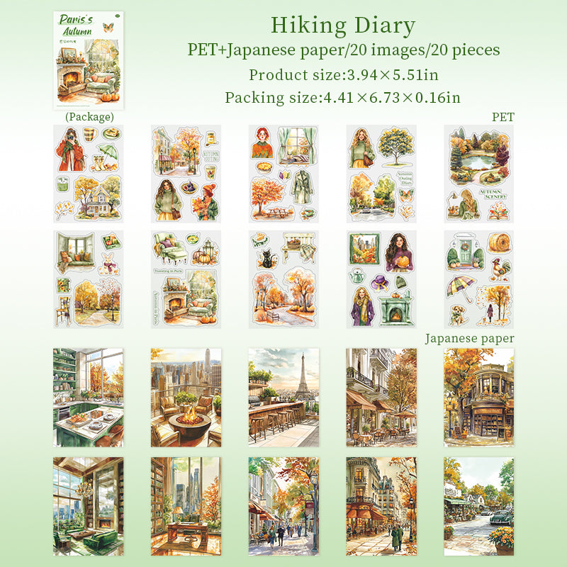 20sheets paris autumn PET+washi sticker book (TZB25091702)