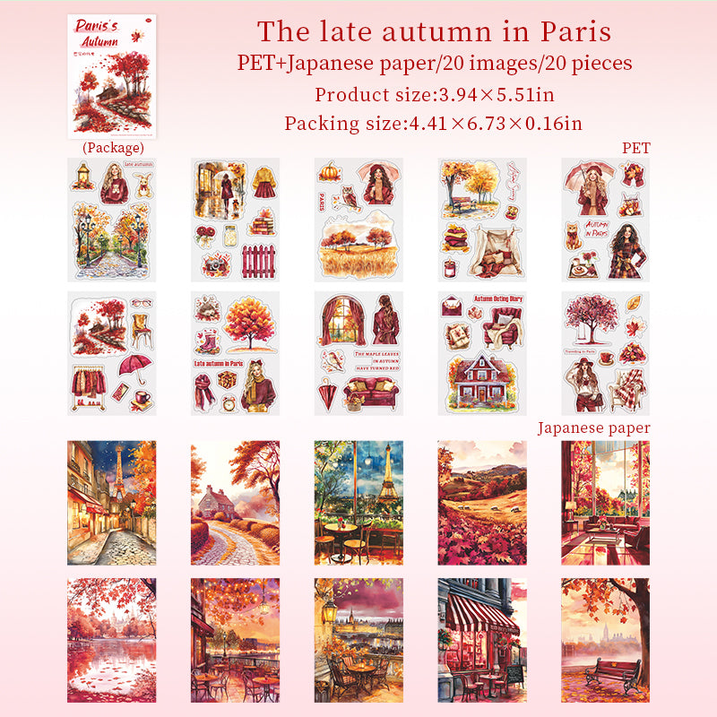 20sheets paris autumn PET+washi sticker book (TZB25091702)