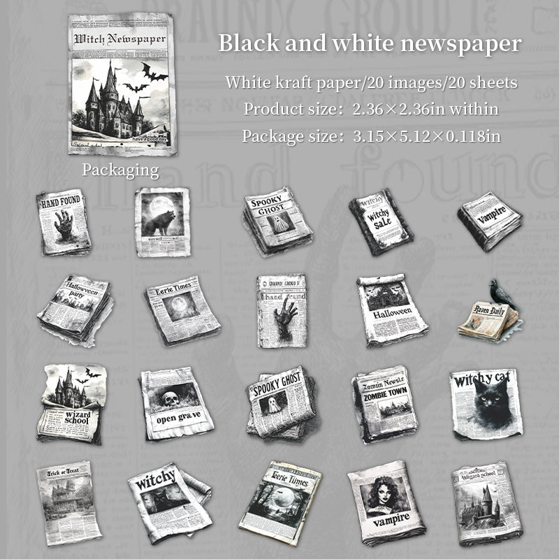 20pcs witch newspaper sticker pack(S25121602)