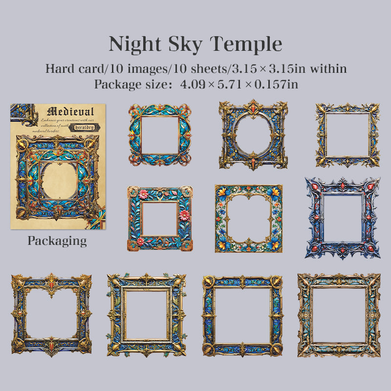 10-pack med medeltida ramkort och klistermärken (S25100902)