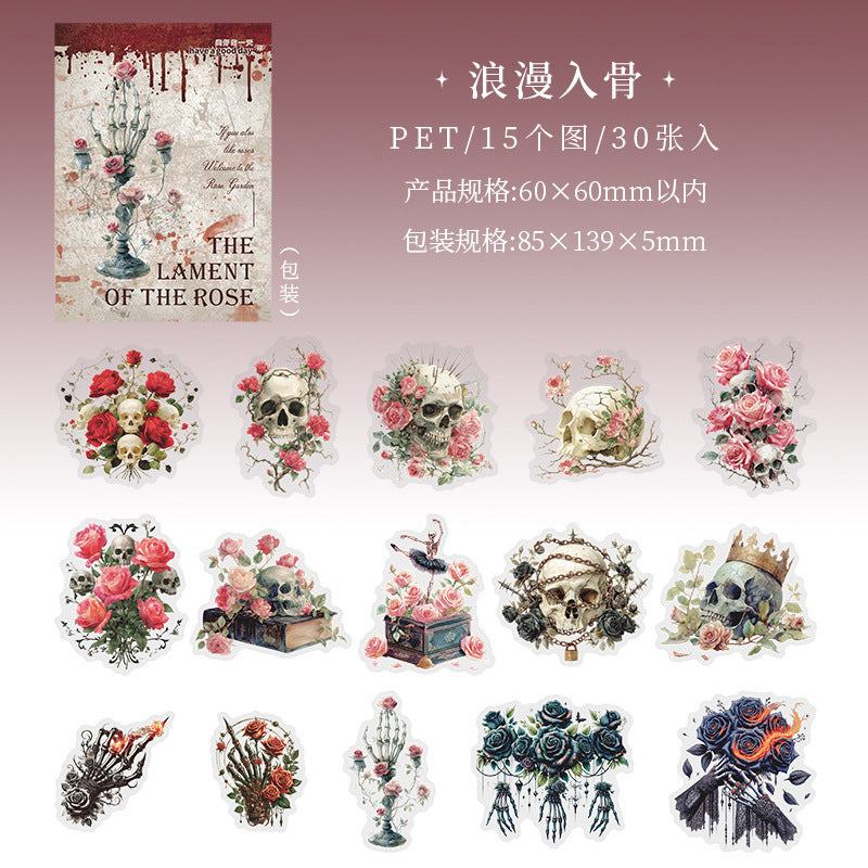 30pcs gothic rose sticker pack (S25120502)