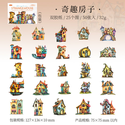 50pcs strange house sticker box (MLS25062701)