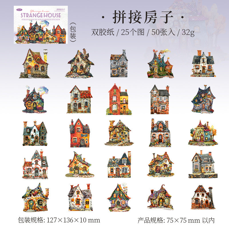 50pcs strange house sticker box (MLS25062701)