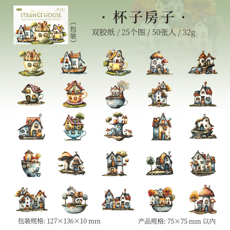 50pcs strange house sticker box (MLS25062701)