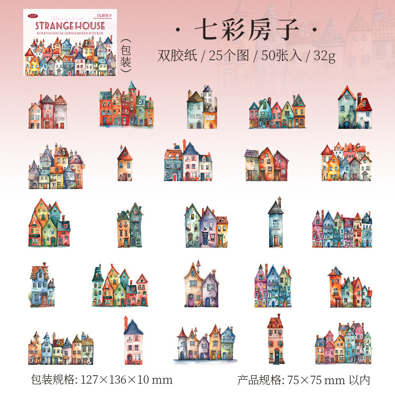 50pcs strange house sticker box (MLS25062701)