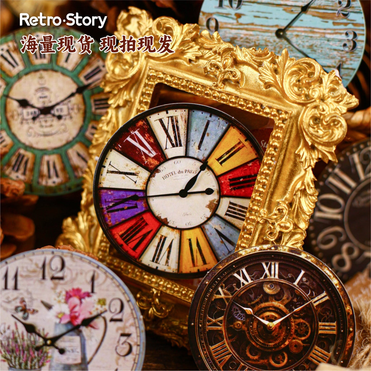 10pcs retro clock sticky-card pack (S25121102)