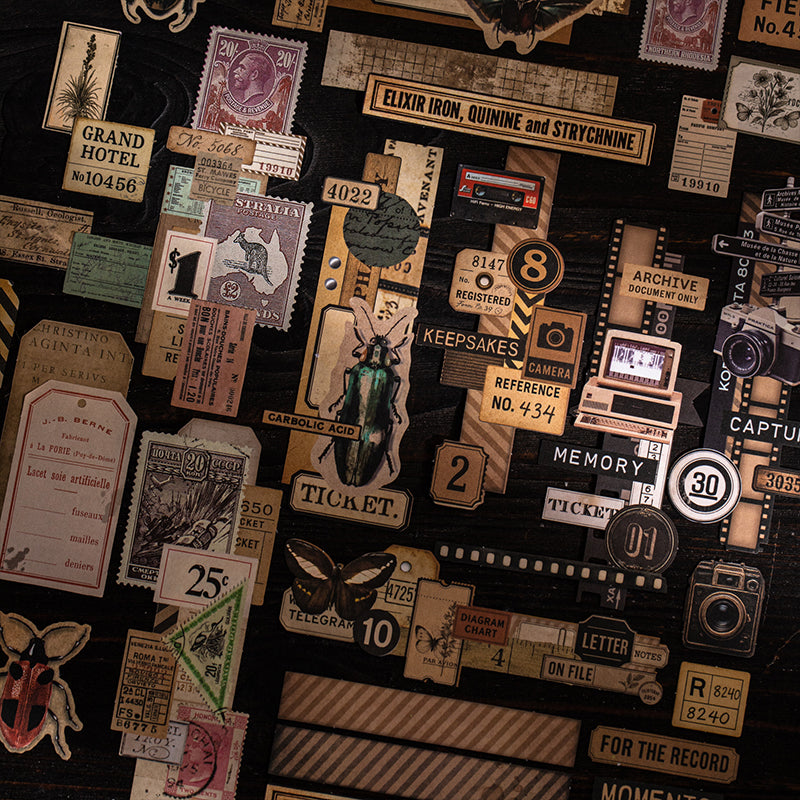 30 st retro minnesklistermärken + papperspaket (P25101610)