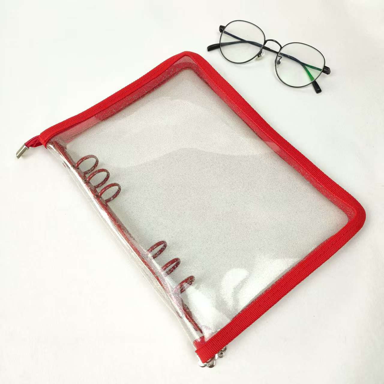A5 Glitter clear binder not contain insert pages zipper one(C25121105)