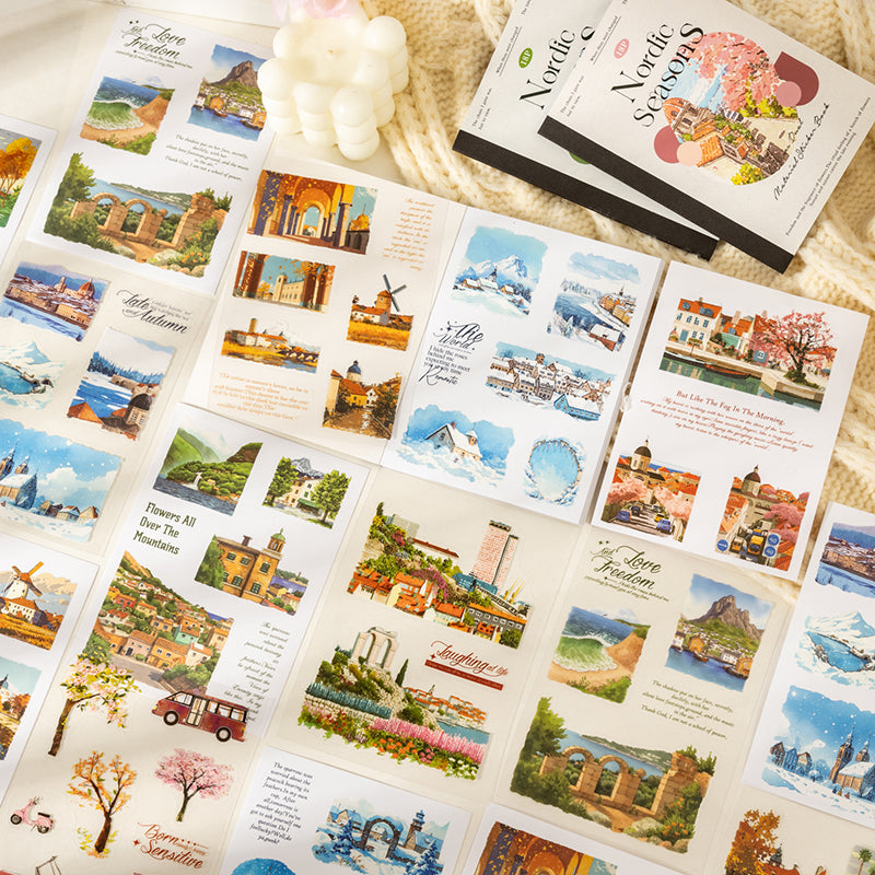 18pcs Nodic season PET+WASHI sticker book (TZB25090801)