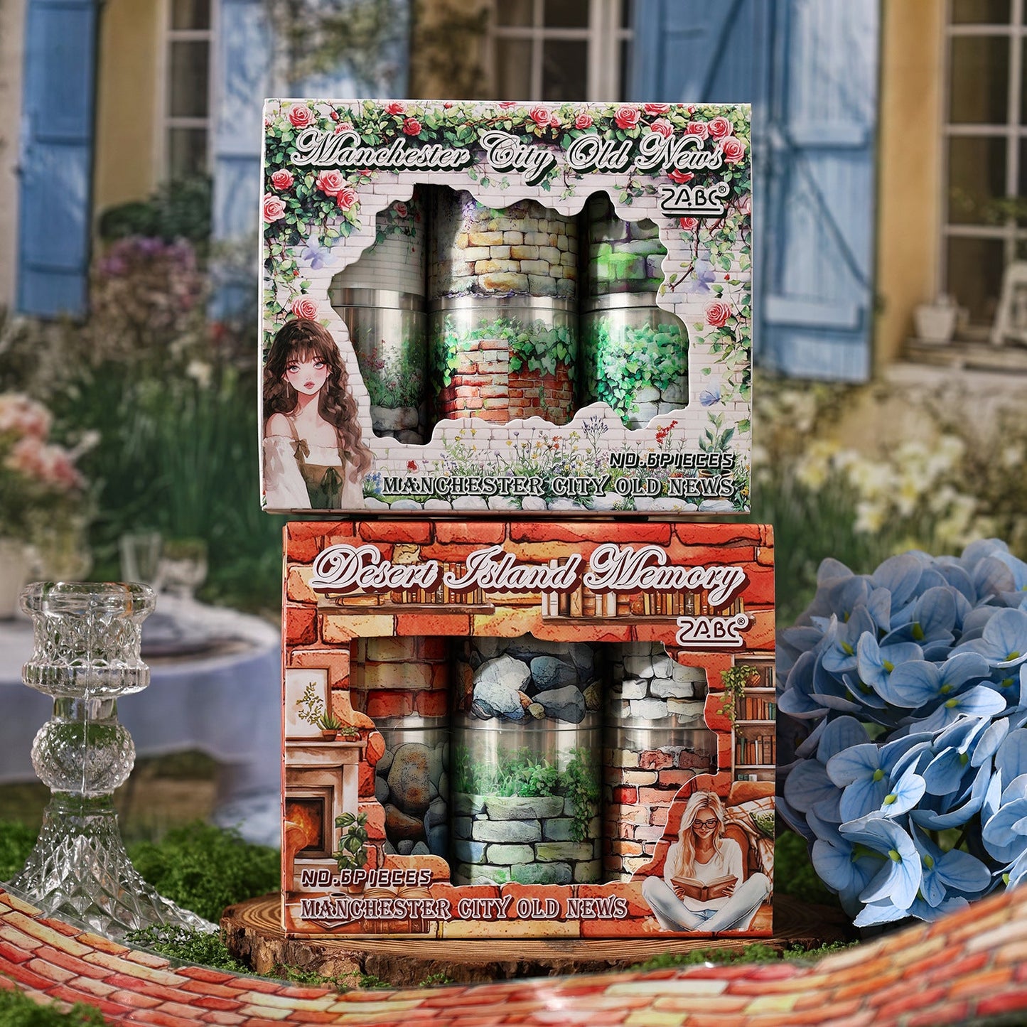 6 rullar väggblomma PET-tejp set (T25092805)