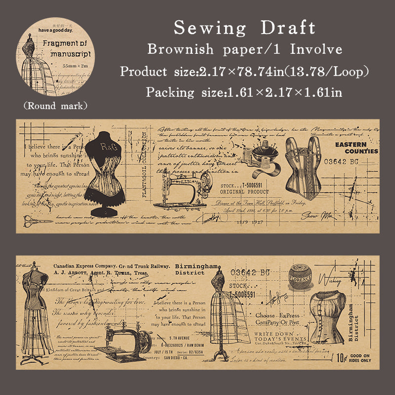 1 rulle vintage washitejp för manuskript (T25110603)