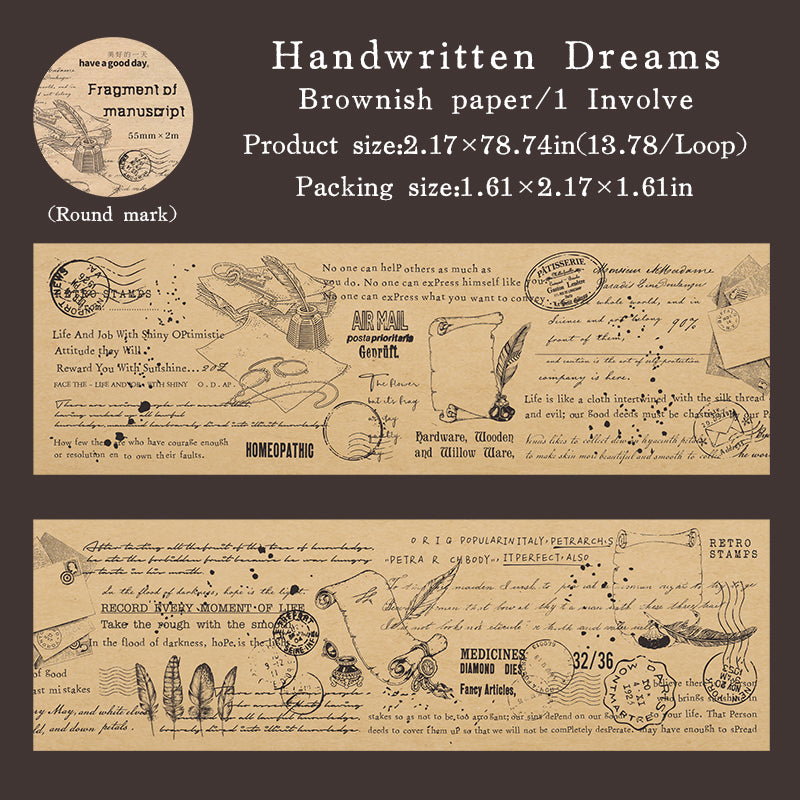 1 rulle vintage washitejp för manuskript (T25110603)