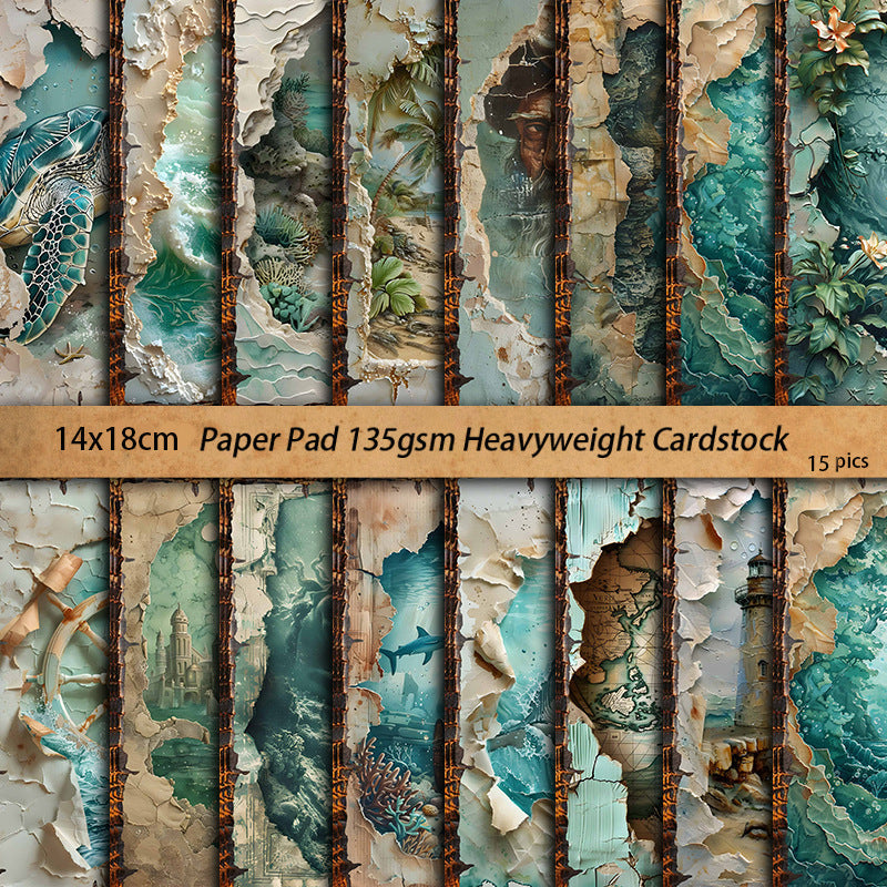 15 Stück blaues Meerespapier im A5-Format (P25101506)