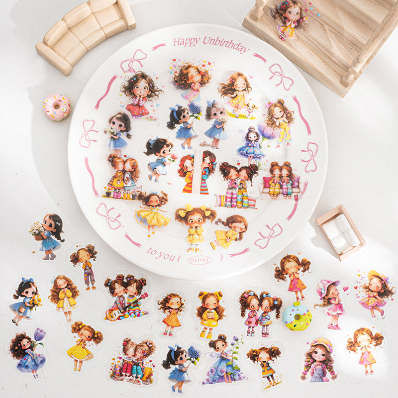 50-pack söta blomsterflickor klistermärken (S25082701)