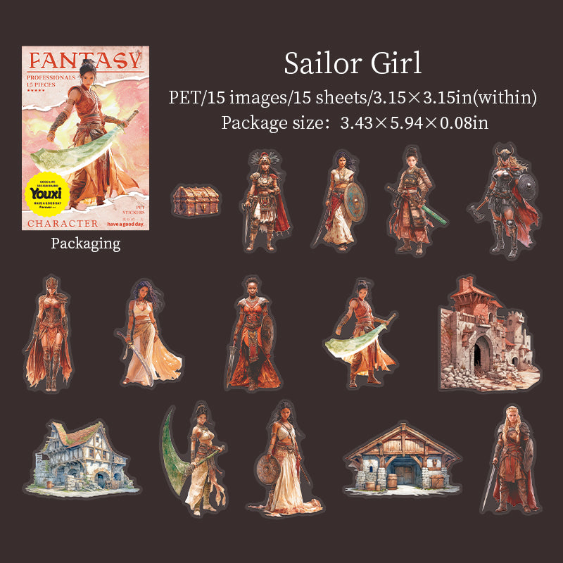 15pcs FANTASY professionals PET-sticker pack (MLS25062704)