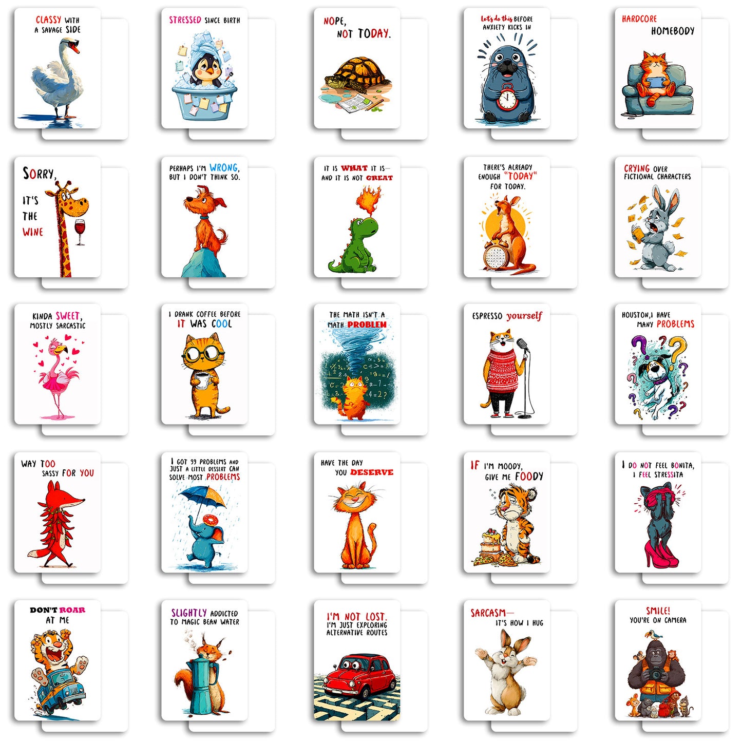 50pcs humor animals ATC card (C25112706) 2.5-3.5 in