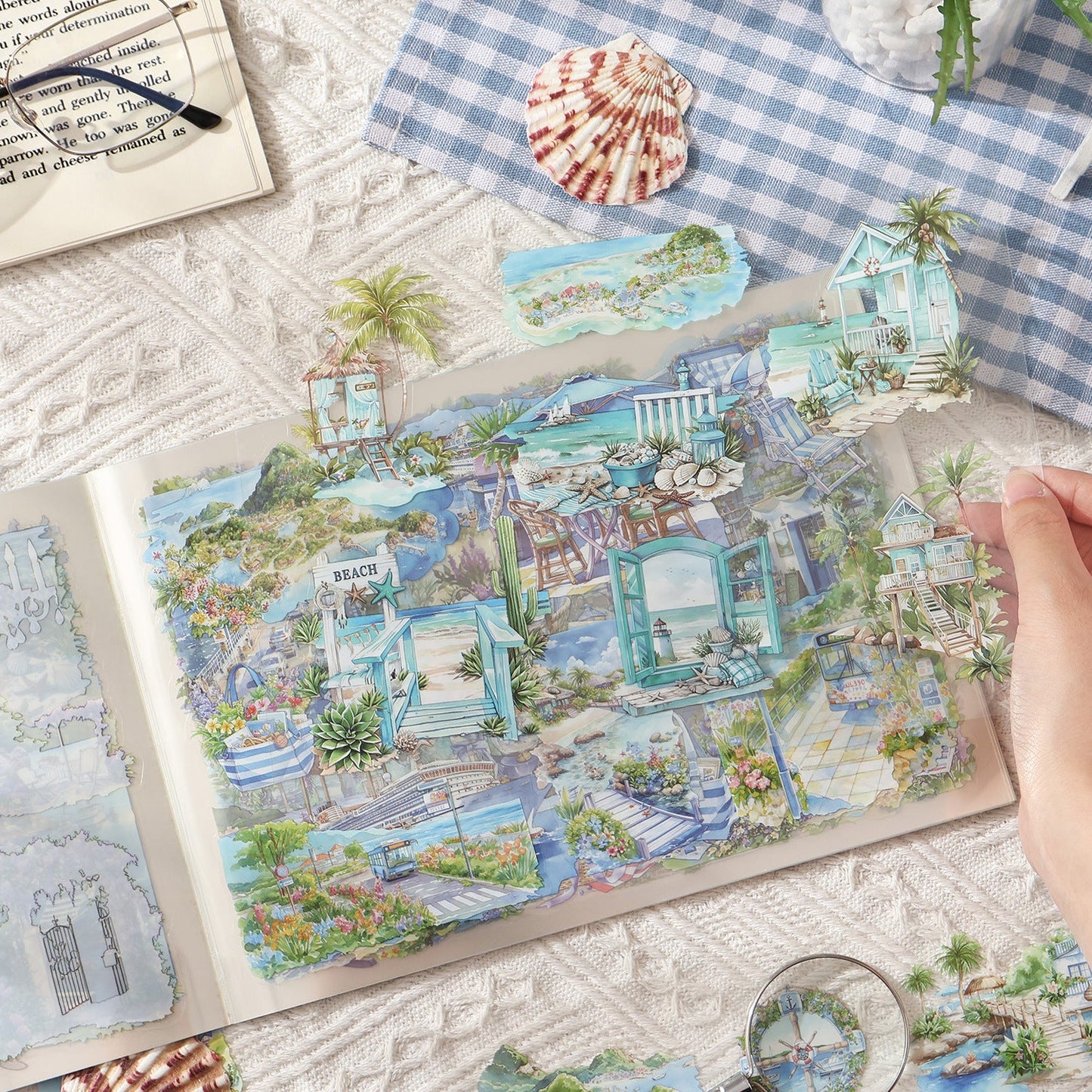 20-arks klistermärkesbok med säsongslandskap (TZB25101603)