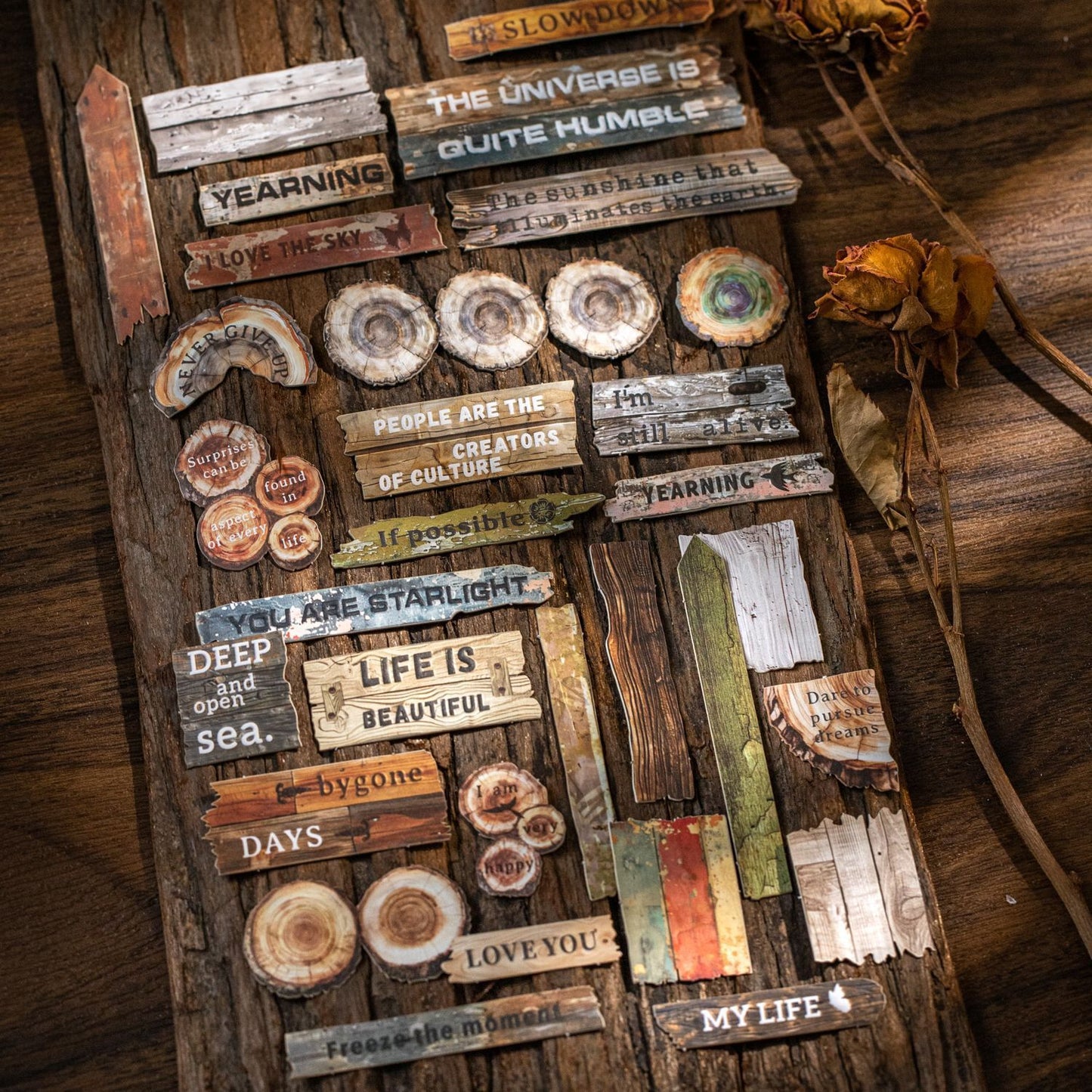 25pcs wooden fragment sticker card pack(S25121206)