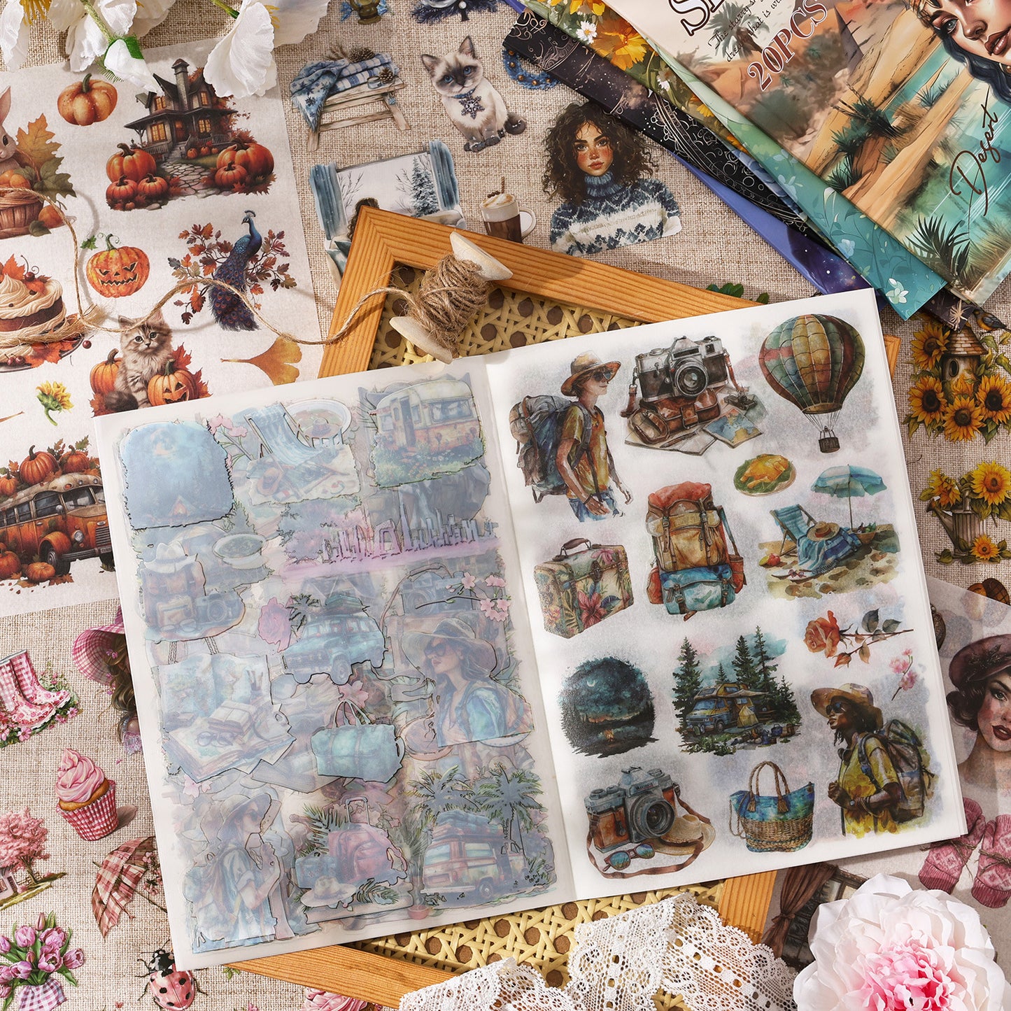 20 ark PET+WASHI klistermärkesbok (MLTZB25062308)