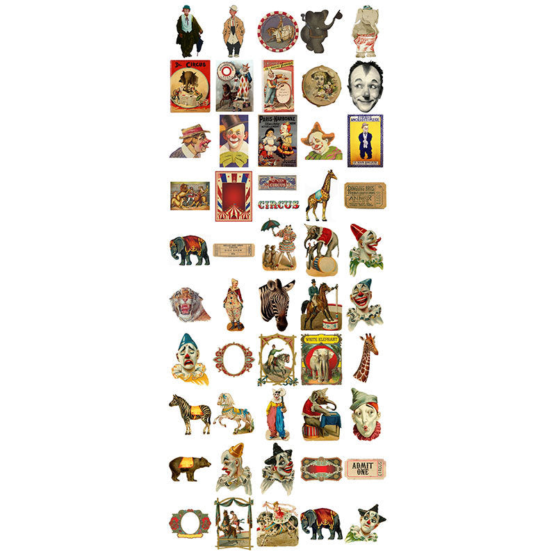 50 Stück Vintage-Zirkus-Aufkleberpackung (S25100402)