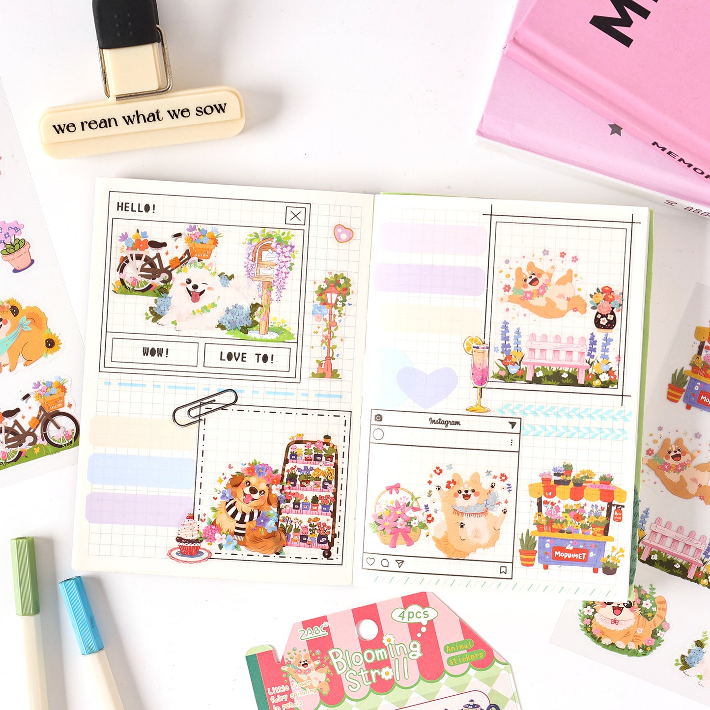 4sheets cute dog cat sticker pack(S25121104)