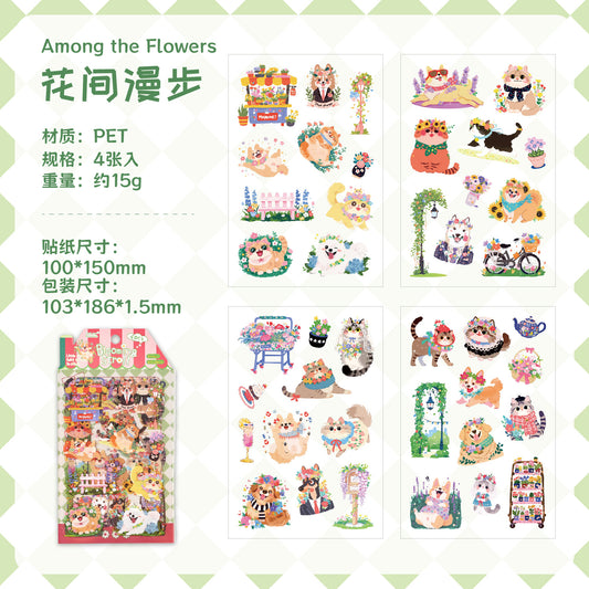 4sheets cute dog cat sticker pack(S25121104)