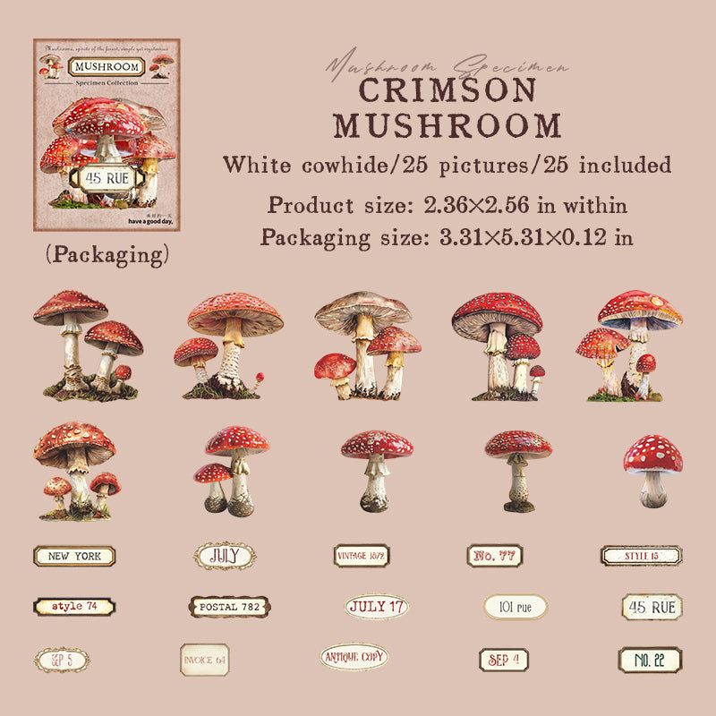 25pcs mushroom sticker pack (S25110604)