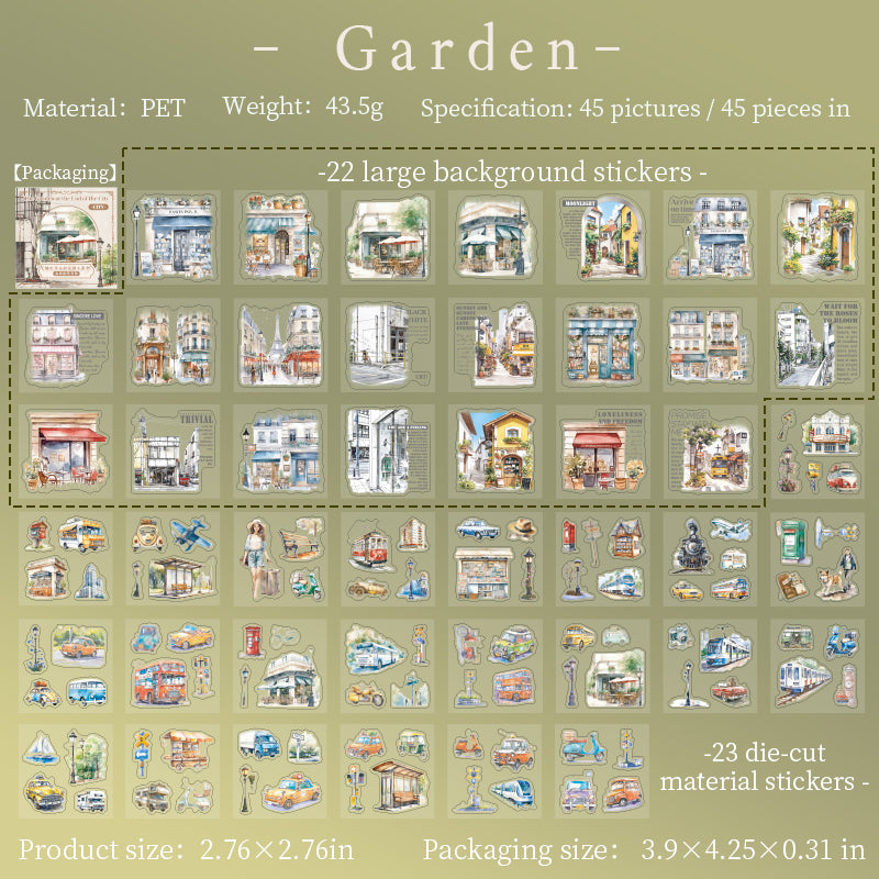 45 st PET-klistermärken med stadsutsikt (S25101604)