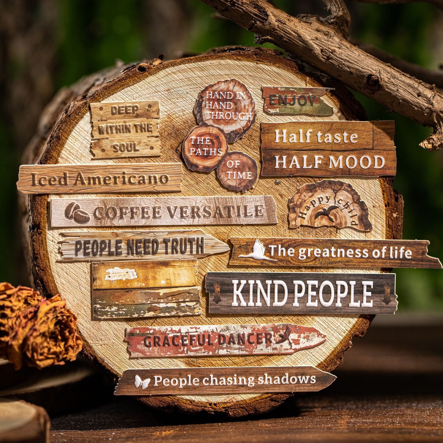 25pcs wooden fragment sticker card pack(S25121206)