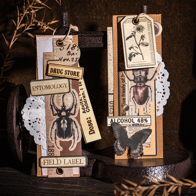 30 st retro minnesklistermärken + papperspaket (P25101610)