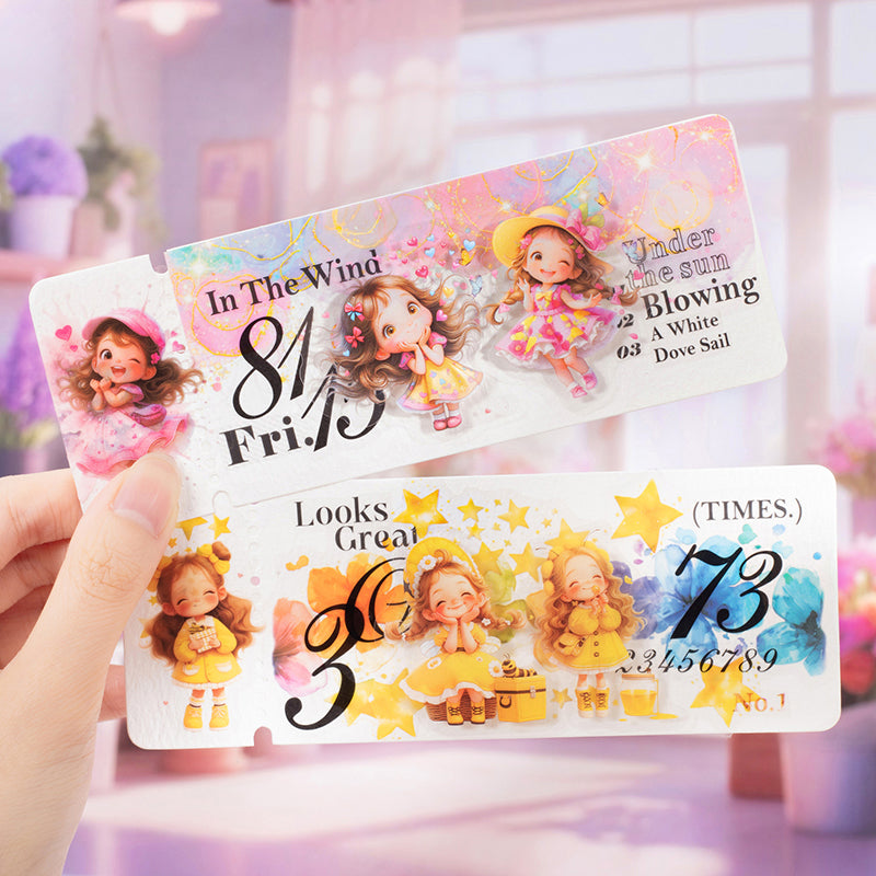 50-pack söta blomsterflickor klistermärken (S25082701)