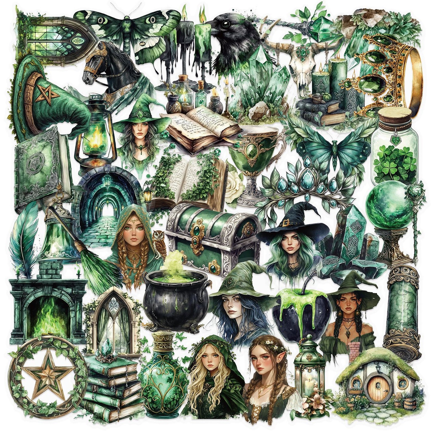 50pcs forest witch sticker pack (MLS25062103)