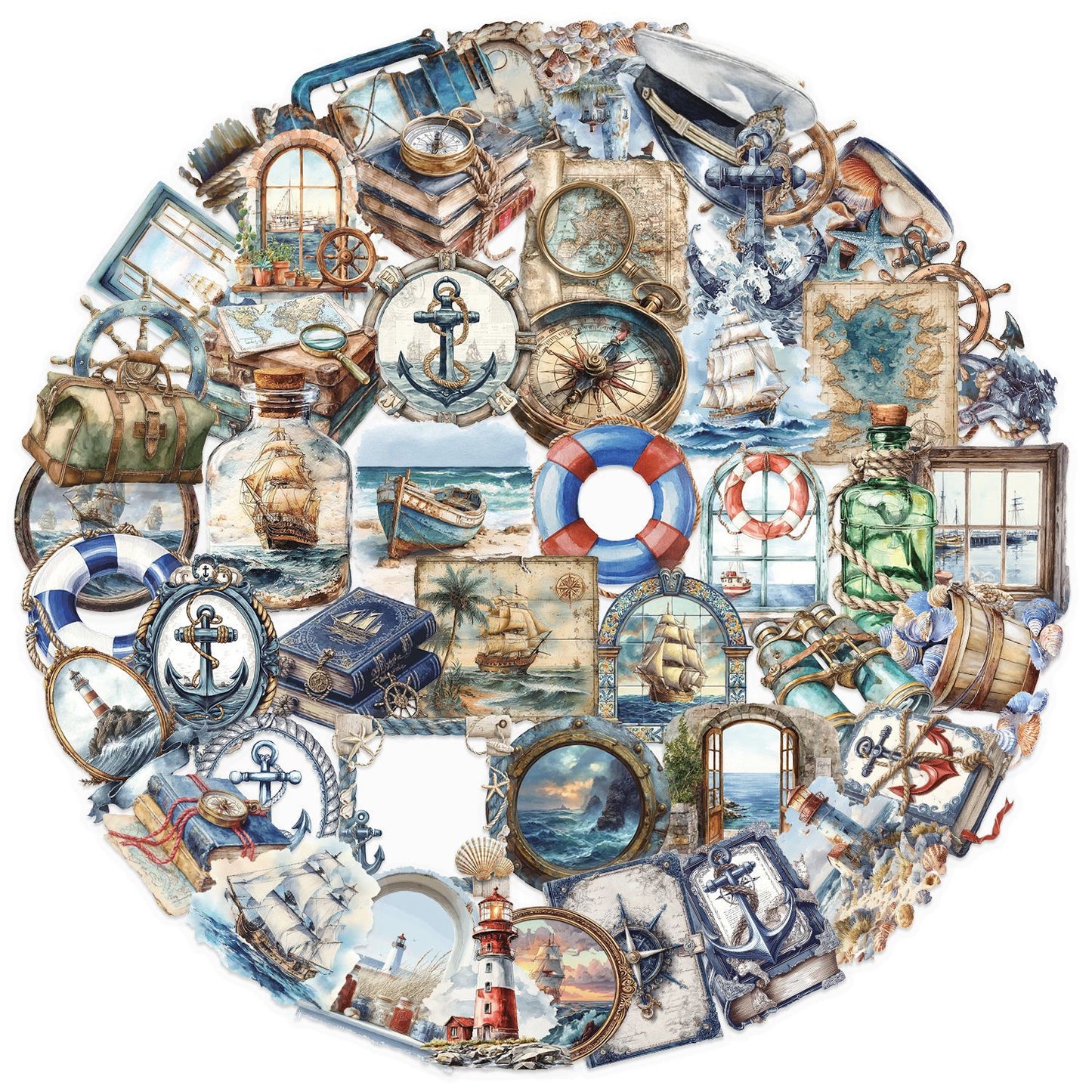 50pcs maritime sticker pack (S25111802)
