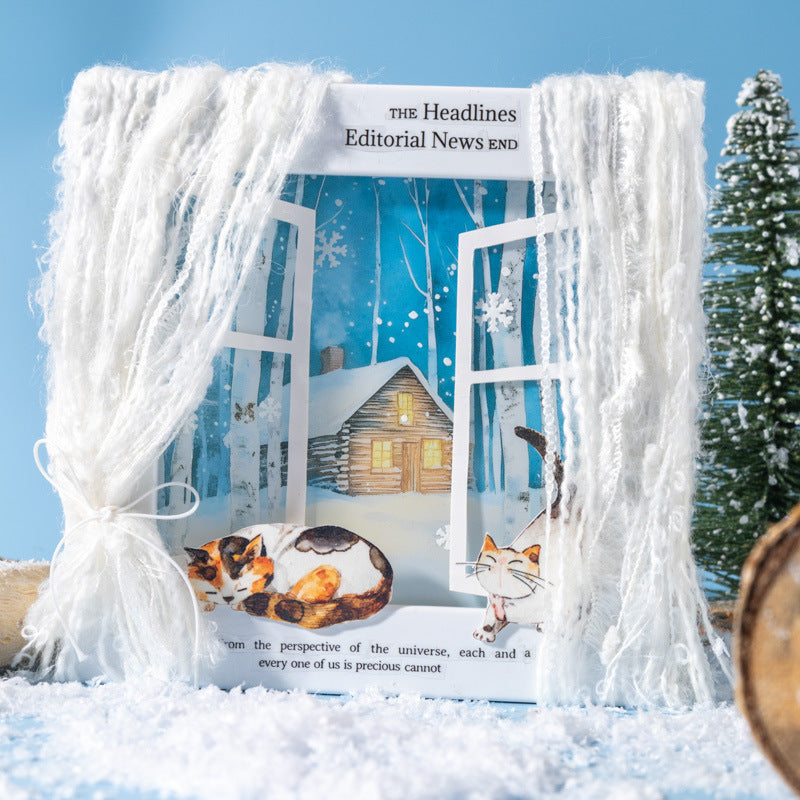 10pcs embossed window of snow sticker pack (S25120801)