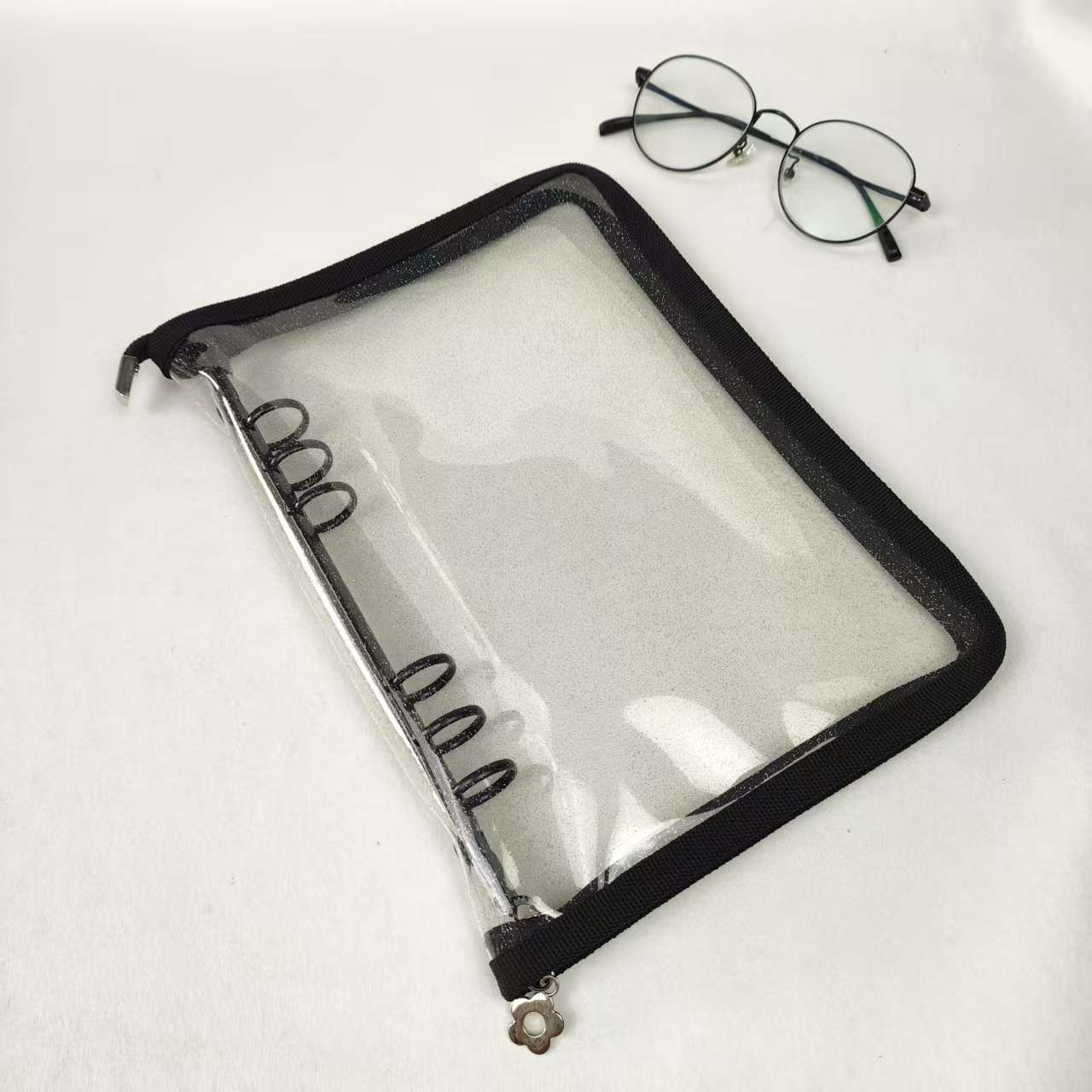 A5 Glitter clear binder not contain insert pages zipper one(C25121105)