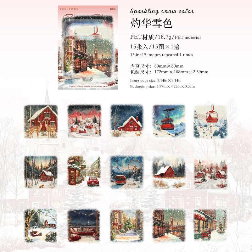 15pcs winter snow sticker pack(S25121605)