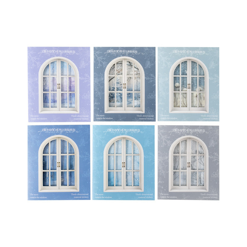 10pcs embossed window of snow sticker pack (S25120801)