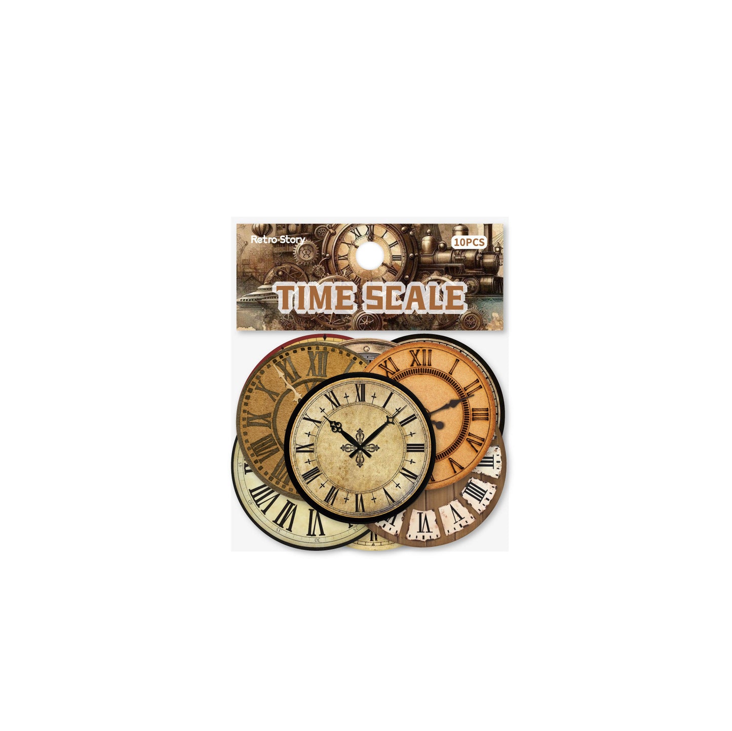 10pcs retro clock sticky-card pack (S25121102)