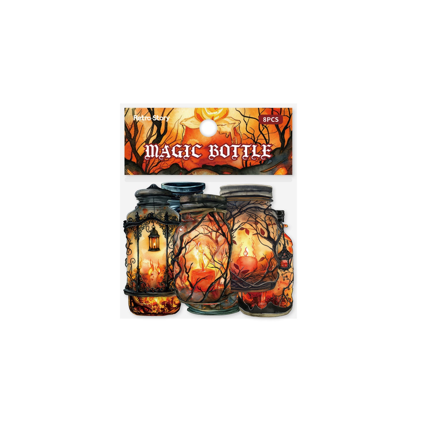 8pcs gothic bottles sticker pack (S25112402)
