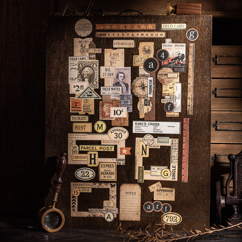 30 st retro minnesklistermärken + papperspaket (P25101610)