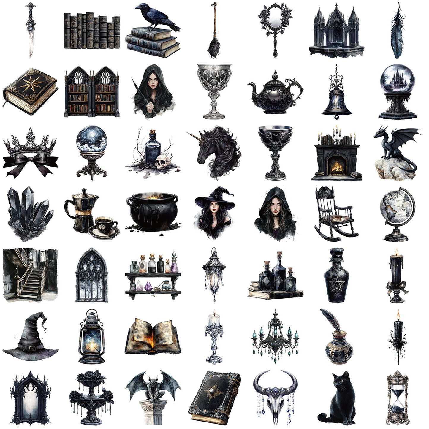 50pcs dark witch sticker pack (MLS25062104)