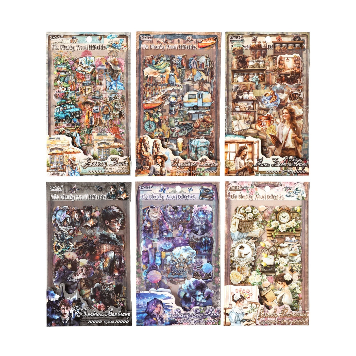 6pcs character pre-cut sticker pack (S25110605)