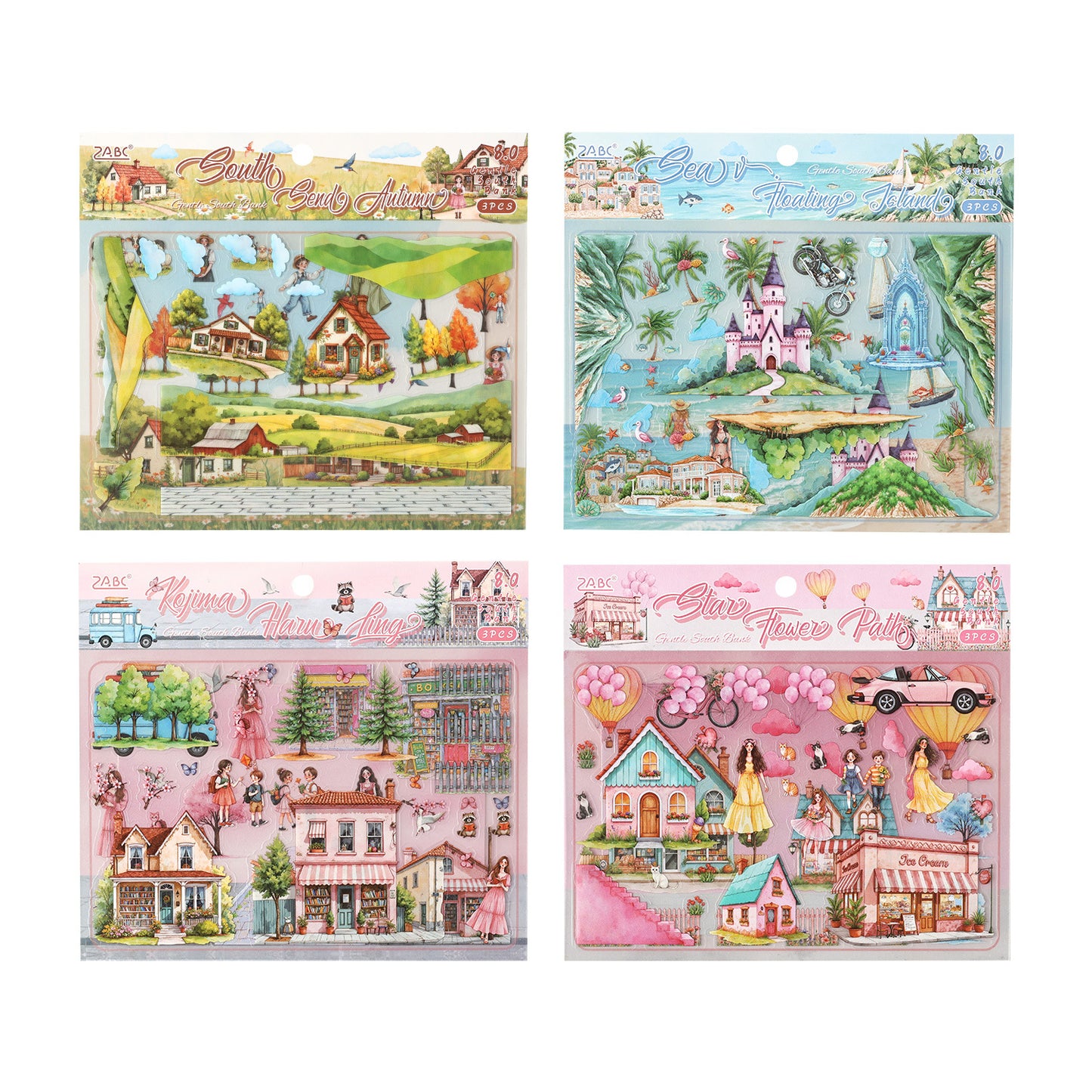 3pcs scenery sticker pack (S25112702)