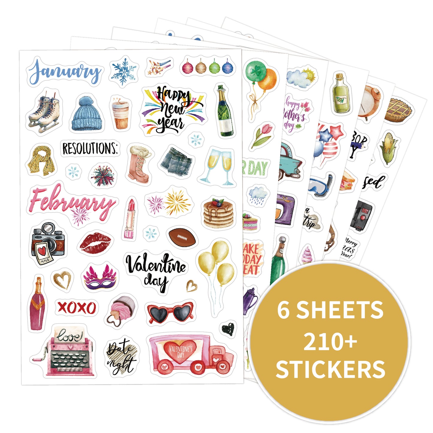 6 sheets 12month planner sticker pack (S25112404)