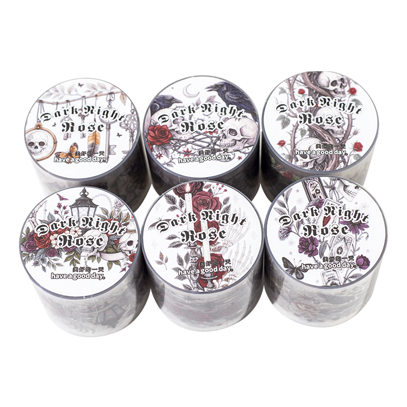 1 roll dark skull rose PET-tape (T25081907)
