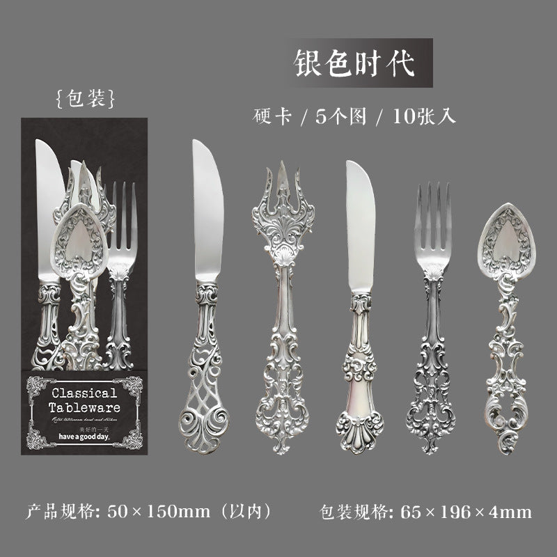 10pcs classical tableware sticker card sticker card pack(S25121207)
