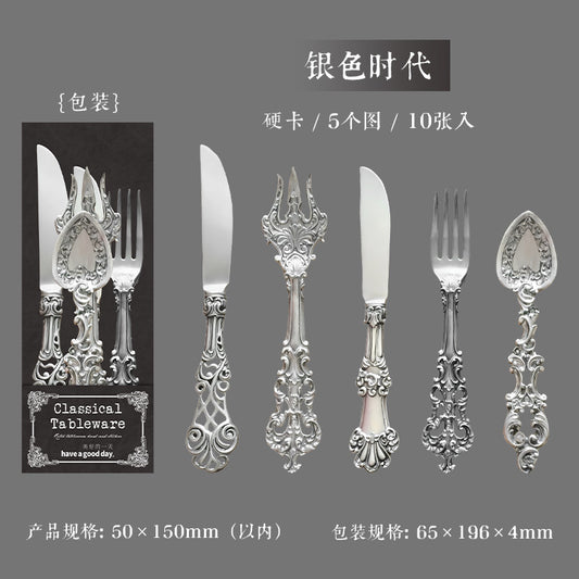 10pcs classical tableware sticker card sticker card pack(S25121207)