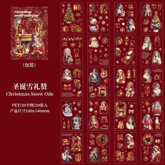 20sheets Christmas pre-cut PET-sticker book (TZB25102807)