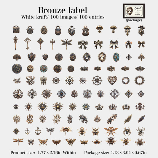 100pcs vintage label sticker pack (S25102107)