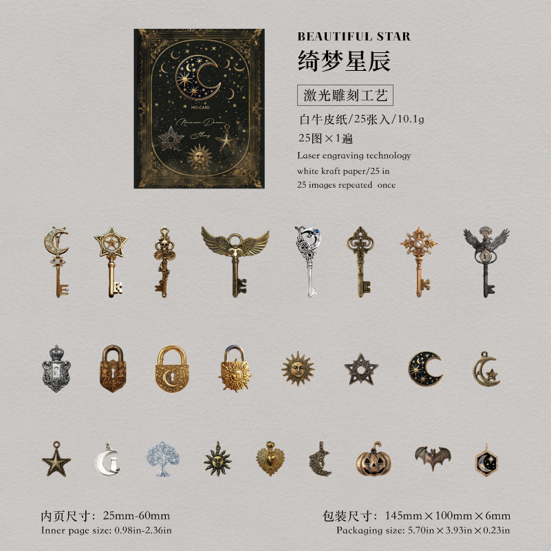 25pcs vintage keys sticker pack (S25112707)